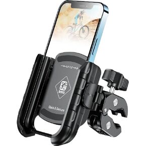 Kewig Motorcycle Phone Mount, Adjustable Handlebar Clip, 360 Rotation, Camera Friendly, Wide Compatible, Secure Phone Holder, Universal Fit