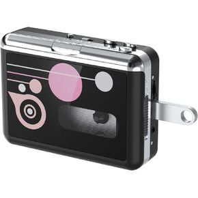 Cassette Tape Player USB Cassette Converter, Walkman Audio Music Convert Cassette Tape to MP3 WAV Format, Portable USB Tape Player with Earphones, No PC Required(Black) in Kuwait