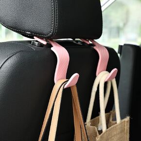 Car Seat Headrest Hook Universal Vehicle Seat Hook Hangers Interior Storage Organizer for Purse Handbag Coats Umbrellas Grocery Bags 4 Pack Black