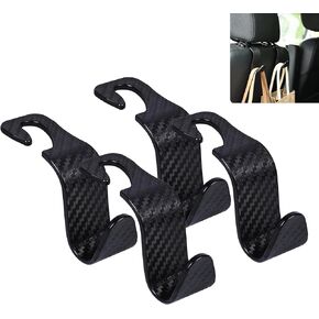 Car Seat Headrest Hook Universal Vehicle Seat Hook Hangers Interior Storage Organizer for Purse Handbag Coats Umbrellas Grocery Bags 4 Pack Black