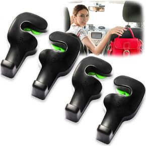 Phovana Purse Hook for Car Seat Hooks, Headrest Hooks for Car Headrest Hook,Hooks for Car Purses and Bags for Automotive Front Back Seat Headrest,4 Pack(Black)