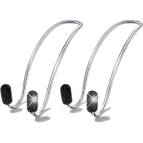 Guoord 【2024 Upgraded】 Car Headrest Hook Decorations, 2 Pcs Bling Purse Hook Hangers, Stainless Hooks Car Hangers and Durable Backseat Holder, Storage Universal for SUV Truck Vehicle(White)