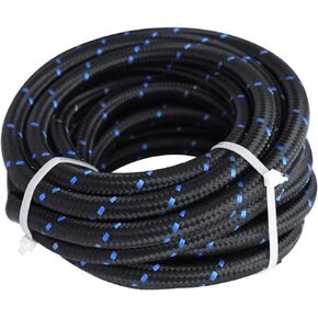 20Ft AN6 Oil Gas Line Universal Stainless Steel Braided Fuel Line Filler Feed Hose 3/8'' Silver