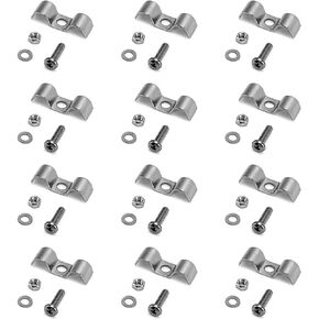 QWORK Stainless Steel Double Line Clamp, 12 Pack 3/8" Fuel Lines Clips with Mounting Screws