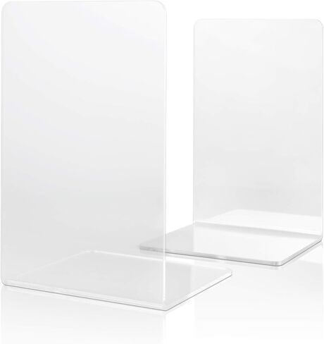 Bookend-Plastic Acrylic Bookends，Bookends，Book Ends for Shelves，Bookshelf Book Holder，Heavy Duty Book Ends (White Book Ends) in Saudi Arabia
