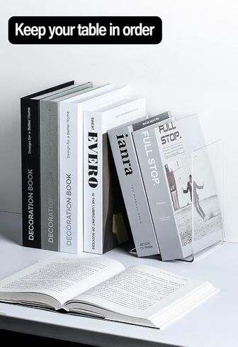 Bookend-Plastic Acrylic Bookends，Bookends，Book Ends for Shelves，Bookshelf Book Holder，Heavy Duty Book Ends (White Book Ends) in Saudi Arabia