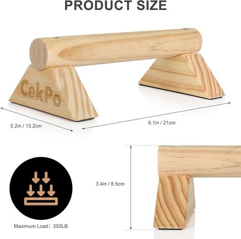 Push Up Bar Calisthenics Equipment, Solid Wood Parallettes Bars for Floor Use, Perfect Pushup Bar and Handstand Push Up Handles for Men and Women, Durable Wooden Handstand Trainer, XS, Set of 2 in Saudi Arabia
