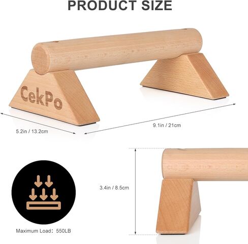 Push Up Bar Calisthenics Equipment, Solid Wood Parallettes Bars for Floor Use, Perfect Pushup Bar and Handstand Push Up Handles for Men and Women, Durable Wooden Handstand Trainer, XS, Set of 2 in Saudi Arabia