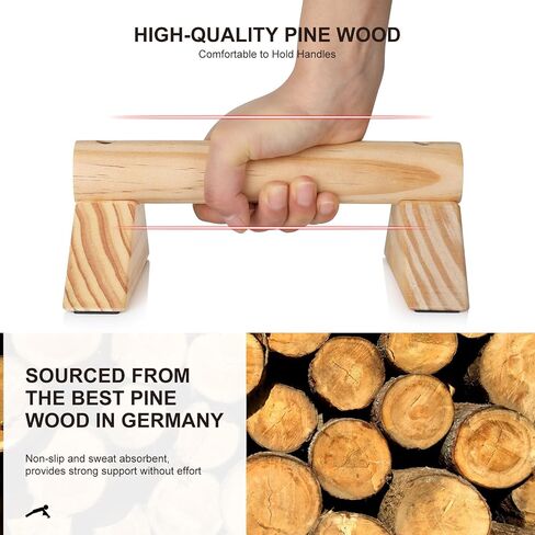 Push Up Bar Calisthenics Equipment, Solid Wood Parallettes Bars for Floor Use, Perfect Pushup Bar and Handstand Push Up Handles for Men and Women, Durable Wooden Handstand Trainer, XS, Set of 2 in Saudi Arabia