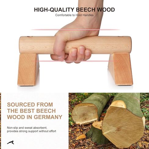Push Up Bar Calisthenics Equipment, Solid Wood Parallettes Bars for Floor Use, Perfect Pushup Bar and Handstand Push Up Handles for Men and Women, Durable Wooden Handstand Trainer, XS, Set of 2 in Saudi Arabia