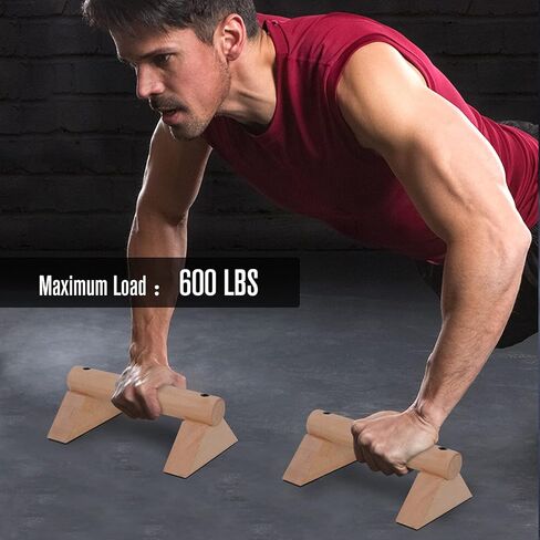 Push Up Bar Calisthenics Equipment, Solid Wood Parallettes Bars for Floor Use, Perfect Pushup Bar and Handstand Push Up Handles for Men and Women, Durable Wooden Handstand Trainer, XS, Set of 2 in Saudi Arabia