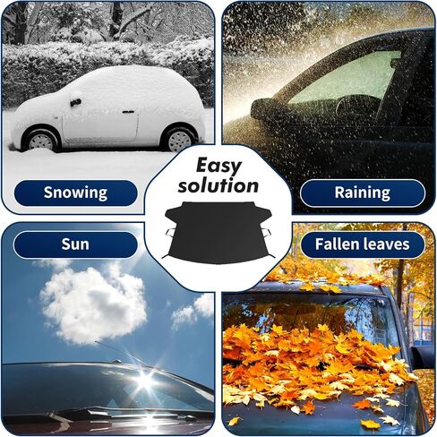 غطاء الزجاج الأمامي من Bresl Fkvat للجليد والثلج، غطاء الزجاج الأمامي للسيارة من قماش أكسفورد 650D، واقي الصقيع للزجاج الأمامي في جميع الأحوال الجوية، غطاء الثلج على الزجاج الأمامي، يناسب معظم السيارات والشاحنات وسيارات الدفع الرباعي in Kuwait