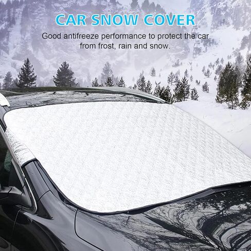 غطاء ثلجي للزجاج الأمامي للسيارة، غطاء زجاج أمامي شتوي للصقيع الجليدي مع حافة مغناطيسية، لمعظم السيارات وسيارات الدفع الرباعي، فضي in Kuwait