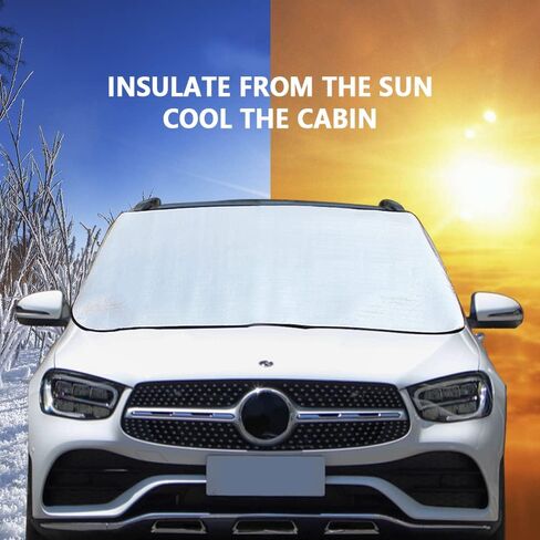 غطاء الزجاج الأمامي من Junecarp للثلج والثلج، ملحقات خارجية للسيارة قابلة للطي للحماية من حرارة الشمس/الرياح والثلج، مناسب للسيارات وسيارات الدفع الرباعي المدمجة in Kuwait