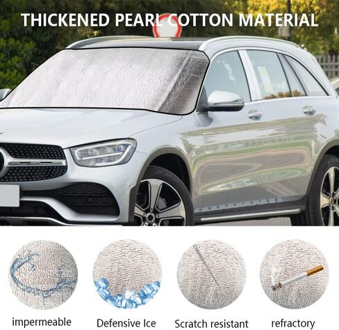 غطاء الزجاج الأمامي من Junecarp للثلج والثلج، ملحقات خارجية للسيارة قابلة للطي للحماية من حرارة الشمس/الرياح والثلج، مناسب للسيارات وسيارات الدفع الرباعي المدمجة in Kuwait