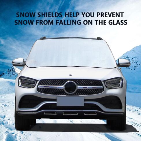 غطاء الزجاج الأمامي من Junecarp للثلج والثلج، ملحقات خارجية للسيارة قابلة للطي للحماية من حرارة الشمس/الرياح والثلج، مناسب للسيارات وسيارات الدفع الرباعي المدمجة in Kuwait