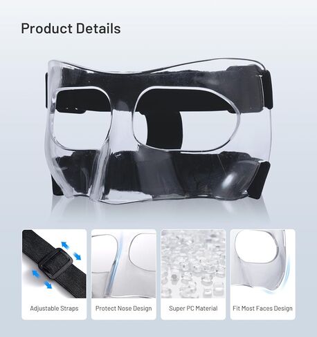 أقنعة الوجه الواقية من الأنف المكسورة من فاكيلو، واقي الوجه الرياضي لكرة السلة وكرة السلة مع مجموعتين مطورتين من الفوط المناسبة للرجال والنساء in Kuwait