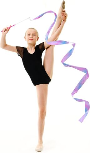 amaxiu 2pcs شريط الرقص المتلألئ، 78.7 بوصة أشرطة الجمباز الرقص الصولجانات التدوير راقصة إيقاع اللافتات للأطفال الفتيات البالغين عروض المواهب التدريب الفني على الرقص in Kuwait