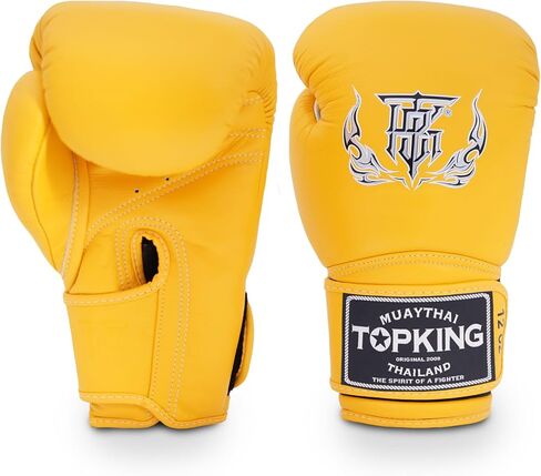 قفازات الملاكمة التايلاندية من توب كينج، أبيض، أسود، أحمر، أزرق، أصفر، وردي، أخضر؛ 8 أوقية، 10 أوقية، 12 أوقية، 14 أوقية، 16 أوقية، 18 أوقية. in Saudi Arabia