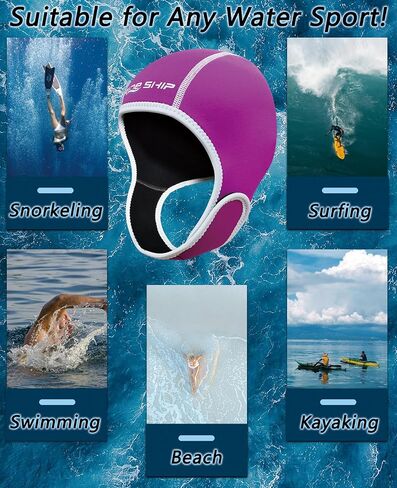 Skyone Neoprene Dive Hood Wetsuit Hood for Men Women, Scuba Diving Hoods 2MM with Adjustable Chin Straps, Neoprene Swim Cap Surfing Head Cover Stretchable for Boating Kayaking Water Sports in Kuwait