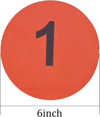 Eco Walker 6inch Numbered Spot Markers Flat Floor Spot Non-Slip TPE Material Waterproof for Field and Court Marking Fitness Agility Training Sports Games and Exercises in Kuwait