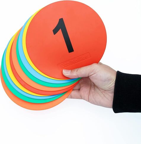 Eco Walker 6inch Numbered Spot Markers Flat Floor Spot Non-Slip TPE Material Waterproof for Field and Court Marking Fitness Agility Training Sports Games and Exercises in Kuwait