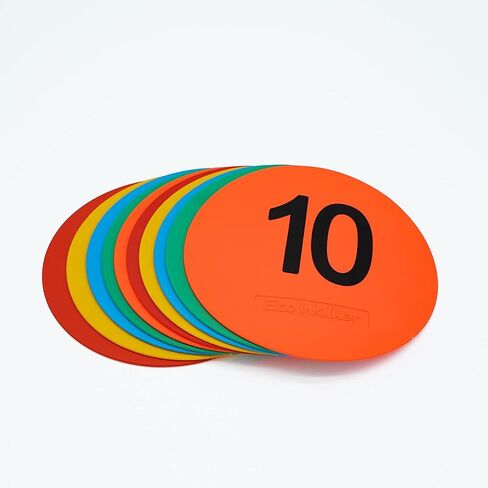 Eco Walker 6inch Numbered Spot Markers Flat Floor Spot Non-Slip TPE Material Waterproof for Field and Court Marking Fitness Agility Training Sports Games and Exercises in Kuwait