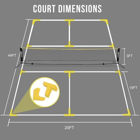 Pickleball Court Markers Kit, Portable Pickleball Court Marking Kit with Tape Measure and Carrying Bag, Throw Down Markers for Outdoor Indoor Tennis Badminton in Kuwait