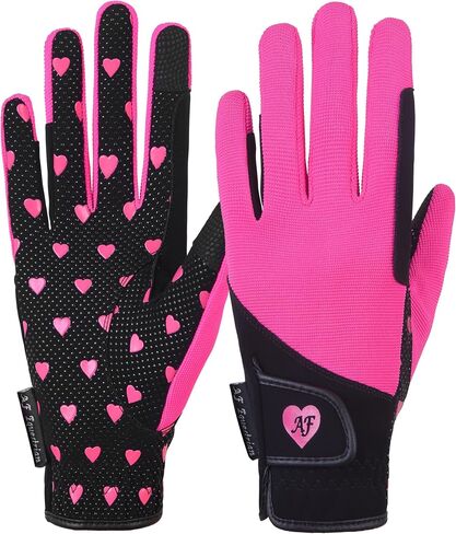 aFe Kids Gloves for Girls Boys Unisex Horse Riding Gloves Outdoor Gloves Sports Gloves Cycling Gloves for Children Black Blue Pink Heart Design Touch Screen Compatible in Saudi Arabia