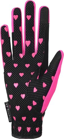 aFe Kids Gloves for Girls Boys Unisex Horse Riding Gloves Outdoor Gloves Sports Gloves Cycling Gloves for Children Black Blue Pink Heart Design Touch Screen Compatible in Saudi Arabia