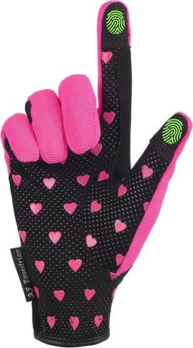 aFe Kids Gloves for Girls Boys Unisex Horse Riding Gloves Outdoor Gloves Sports Gloves Cycling Gloves for Children Black Blue Pink Heart Design Touch Screen Compatible in Saudi Arabia