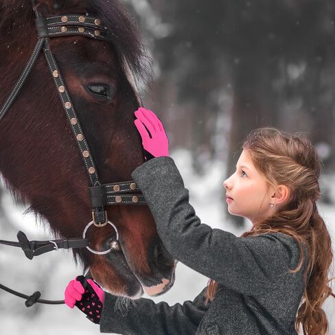 aFe Kids Gloves for Girls Boys Unisex Horse Riding Gloves Outdoor Gloves Sports Gloves Cycling Gloves for Children Black Blue Pink Heart Design Touch Screen Compatible in Saudi Arabia