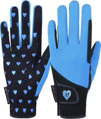 aFe Kids Gloves for Girls Boys Unisex Horse Riding Gloves Outdoor Gloves Sports Gloves Cycling Gloves for Children Black Blue Pink Heart Design Touch Screen Compatible in Saudi Arabia