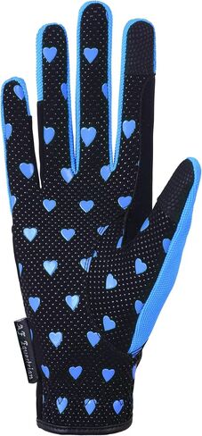 aFe Kids Gloves for Girls Boys Unisex Horse Riding Gloves Outdoor Gloves Sports Gloves Cycling Gloves for Children Black Blue Pink Heart Design Touch Screen Compatible in Saudi Arabia