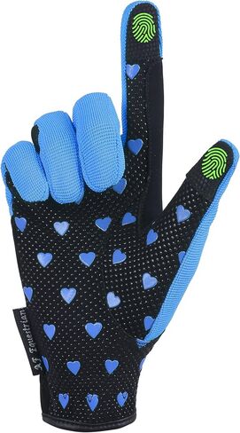 aFe Kids Gloves for Girls Boys Unisex Horse Riding Gloves Outdoor Gloves Sports Gloves Cycling Gloves for Children Black Blue Pink Heart Design Touch Screen Compatible in Saudi Arabia