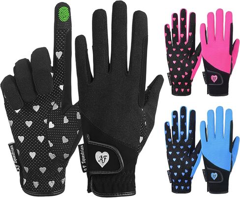 قفازات aFe للأطفال للفتيات والأولاد للجنسين قفازات ركوب الخيل في الهواء الطلق قفازات رياضية قفازات ركوب الدراجات للأطفال أسود أزرق وردي تصميم قلب شاشة تعمل باللمس متوافقة in Kuwait