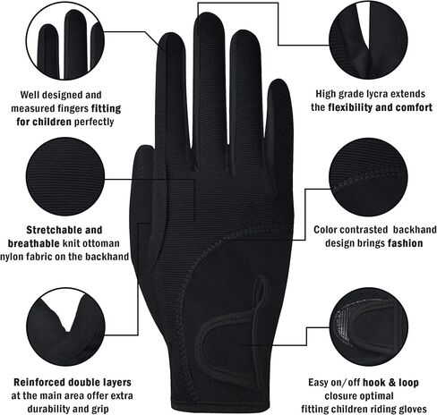 ChinFun Premium Kids Horse Riding Gloves, Color-Contrasted Children Equestrian Gloves, Summer Winter Boys Girls Youth Biking Skiing Gardening in Saudi Arabia