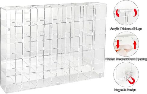 Acrylic Display Case Adjustable Clear Rock Display Case Shadow Box with Shelves Storage Organizer for Mini Pop Figure, Collectibles, Mineral Crystal, Stones, Wall Mountable, with Mirrored & Lid in Saudi Arabia