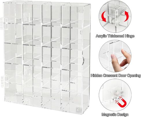Acrylic Display Case Adjustable Clear Rock Display Case Shadow Box with Shelves Storage Organizer for Mini Pop Figure, Collectibles, Mineral Crystal, Stones, Wall Mountable, with Mirrored & Lid in Saudi Arabia