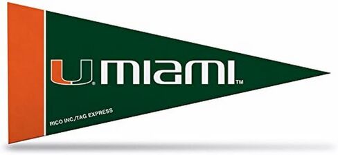Rico Industries NCAA Miami Hurricanes ديكور راية كلاسيكية صغيرة مقاس 10.16 سم × 22.86 سم in Kuwait