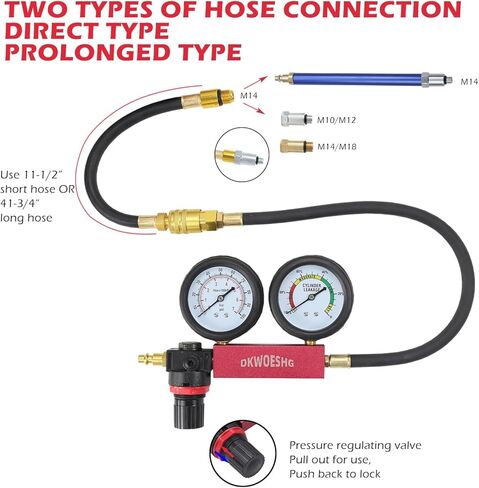 Cylinder Leak Down Tester - Dual Gauge Automotive Engine Diagnostic Kit - Detects Cylinder and Head Gasket Leaks in Kuwait
