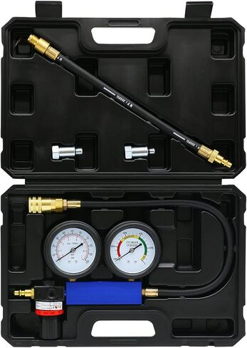 Cylinder Leak Down Tester Kit,Gasoline Engine Compression Tester,Dual Pressure Gauges Engine Compression Leakdown Detector for Gasoline Engine with 10 12 14mm Spark Plugs (Aluminum) in Saudi Arabia