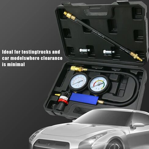 Cylinder Leak Down Tester Kit,Gasoline Engine Compression Tester,Dual Pressure Gauges Engine Compression Leakdown Detector for Gasoline Engine with 10 12 14mm Spark Plugs (Aluminum) in Saudi Arabia