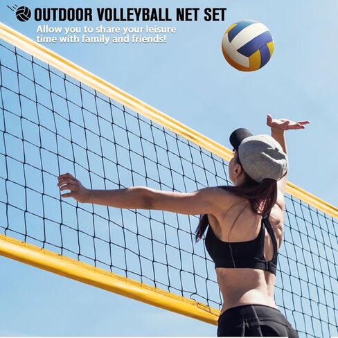 شبكة كرة طائرة - شبكة كرة طائرة محمولة، شبكة كرة طائرة خارجية للفناء الخلفي والشاطئ والحديقة، مجموعة كرة طائرة مع أقطاب قابلة لضبط الارتفاع، شبكة، كرة طائرة، مضخة، خط حدودي، مطرقة، حقيبة حمل in Kuwait