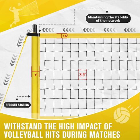 شبكة كرة طائرة - شبكة كرة طائرة محمولة، شبكة كرة طائرة خارجية للفناء الخلفي والشاطئ والحديقة، مجموعة كرة طائرة مع أقطاب قابلة لضبط الارتفاع، شبكة، كرة طائرة، مضخة، خط حدودي، مطرقة، حقيبة حمل in Kuwait