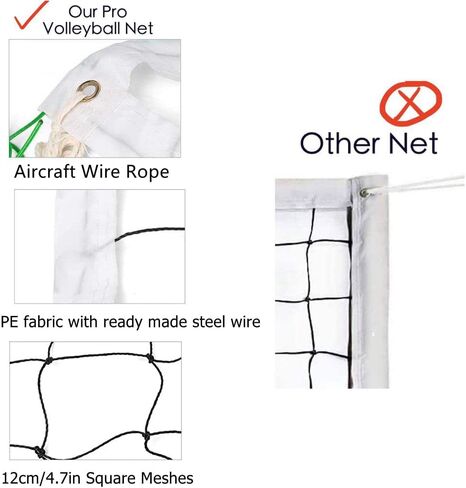 Professional Volleyball Net,Pool Volleyball Net with Aircraft Wire Rope, 32 FT x 3 FT, for Indoor and Outdoor in Saudi Arabia