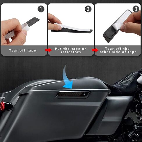 أغطية مزلاج عاكسة لحقيبة السرج السوداء من NTHREEAUTO متوافقة مع طراز Harley Touring 2014-2020، FLT، FLHT Road King، Road Glide، Street Glide in Kuwait