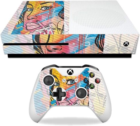 غلاف MightySkins من ألياف الكربون لجهاز Microsoft Xbox One S - عيون زيتونية | لمسة نهائية واقية ومتينة من ألياف الكربون | سهل التطبيق والإزالة وتغيير الأنماط | صنع في الولايات المتحدة الأمريكية in Saudi Arabia