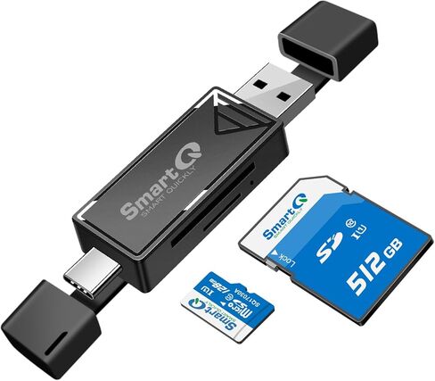 قارئ بطاقات SD، محول قارئ بطاقات الذاكرة SmartQ ثنائي الموصل USB 2.0/USB-C، متوافق مع SD/Micro SD/SDHC/SDXC/MMC [البطاقة غير متضمنة]، مناسب لجهاز MacBook Pro/Air، iPad Pro. in Saudi Arabia