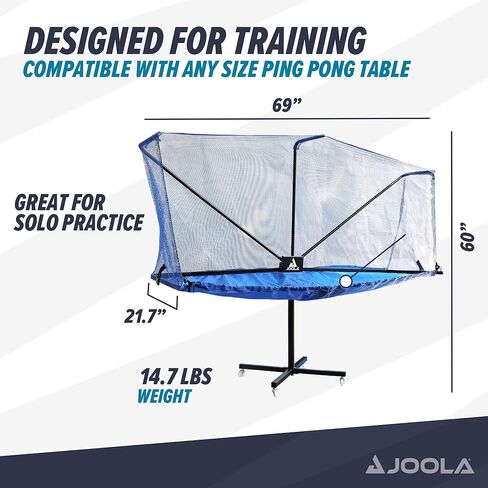 JOOLA Rolling Table Tennis Ball Catch Net - Foldable Ping Pong Practice Net with Wheels, Collection Net for Ping Pong Robots, Serves and Multi-Ball Training,Blue in Saudi Arabia